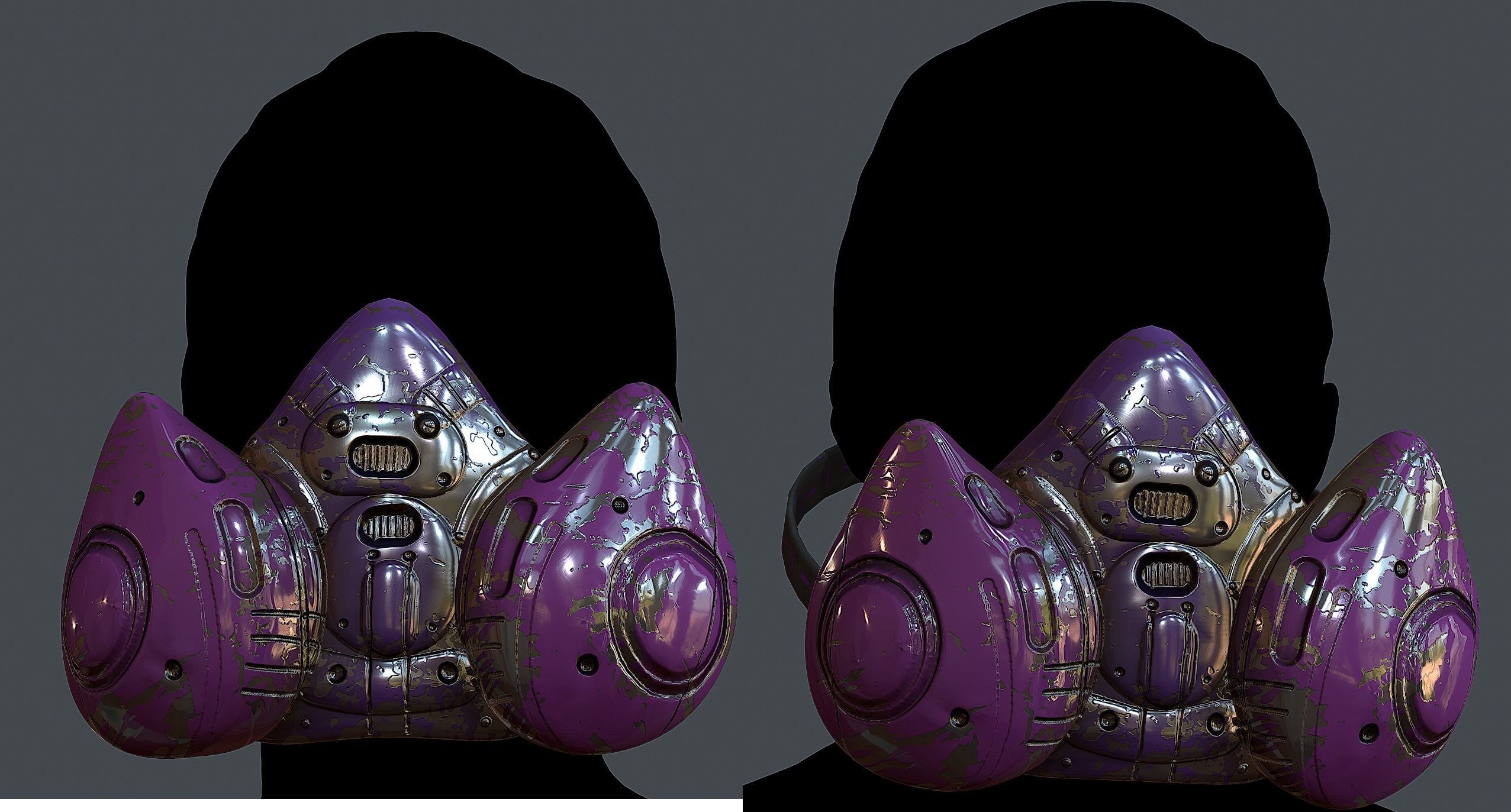 Gas mask helmet 3d model scifi Low-poly 3D model_1