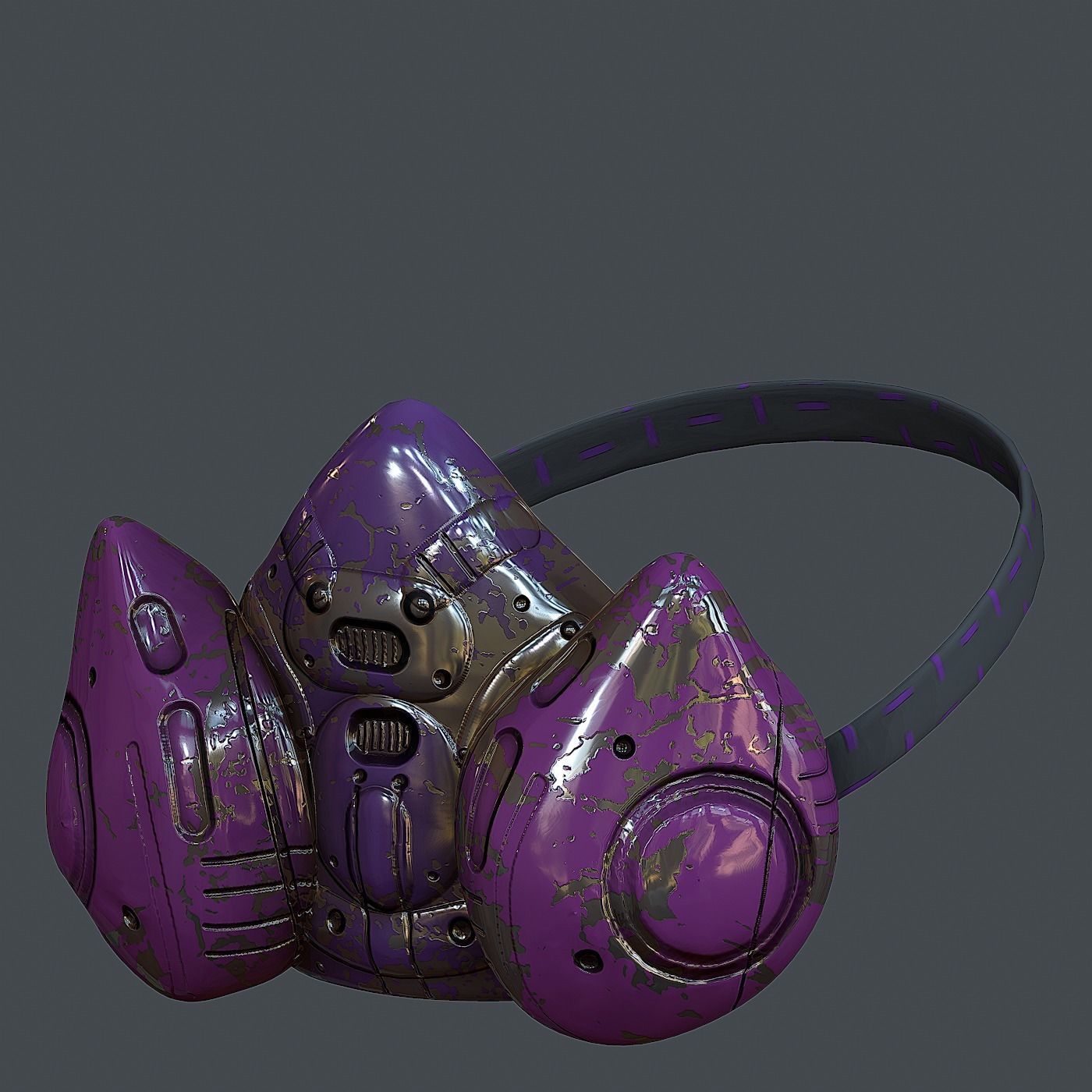 Gas mask helmet 3d model scifi Low-poly 3D model_3