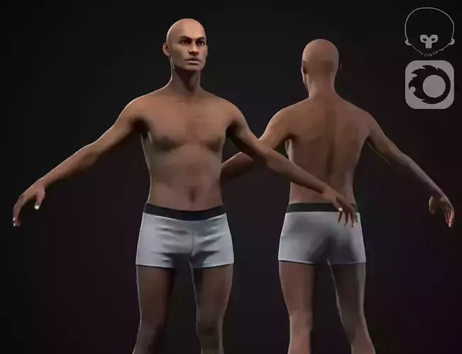 Black man body Low-poly 3D model