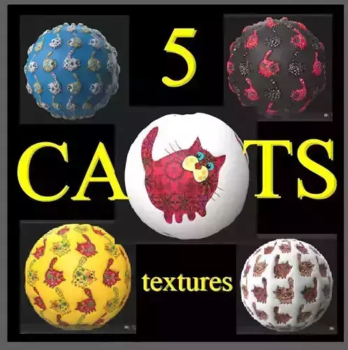 5 textures with cats PBR