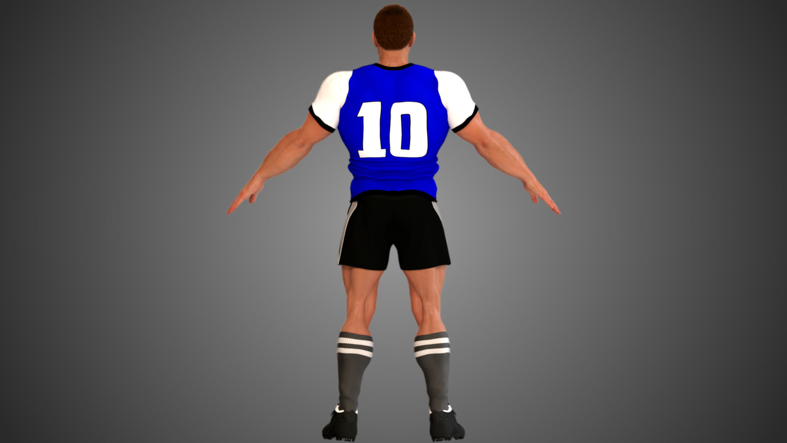 Caucasian Football Soccer Player Male 3D model_8