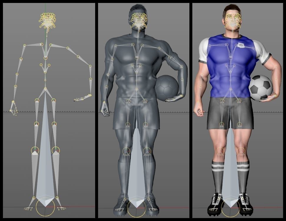 Caucasian Football Soccer Player Male 3D model_10