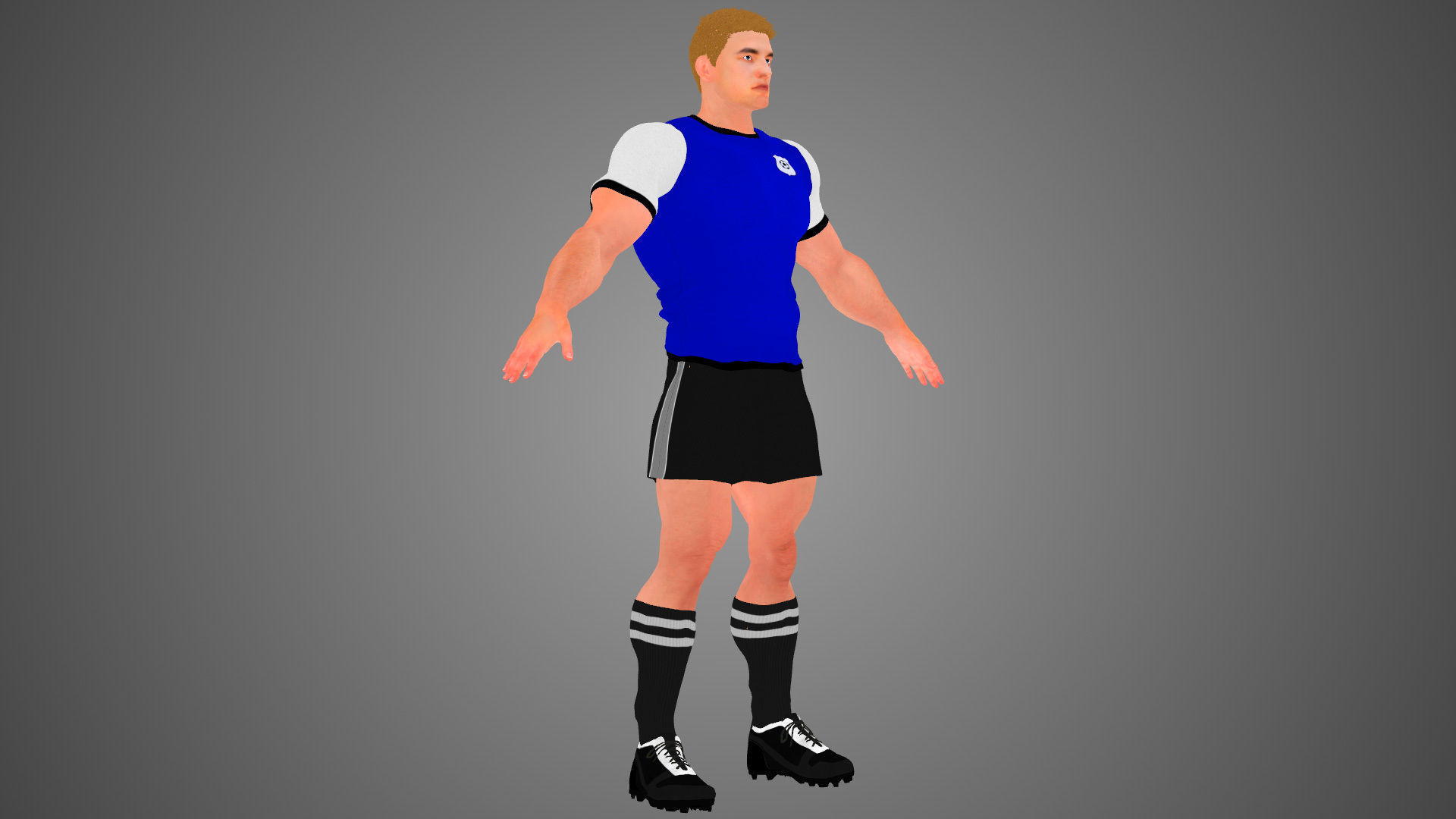 Caucasian Football Soccer Player Male 3D model_4