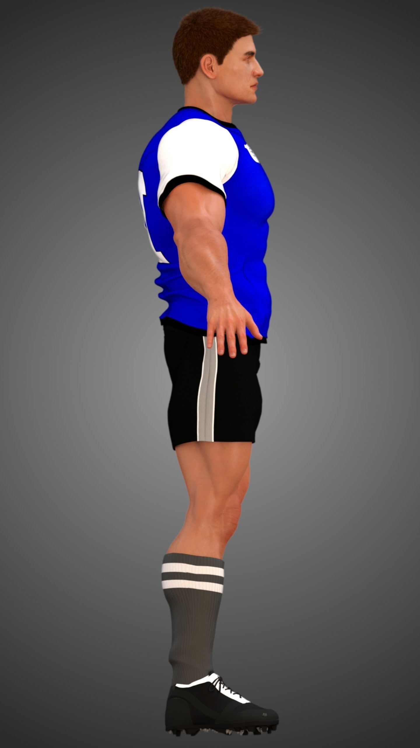 Caucasian Football Soccer Player Male 3D model_7