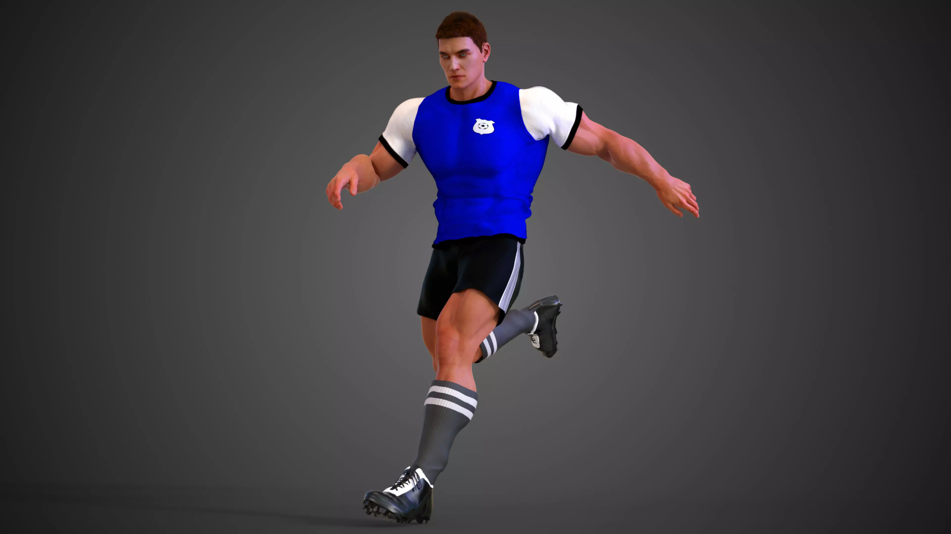 Caucasian Football Soccer Player Male 3D model_0