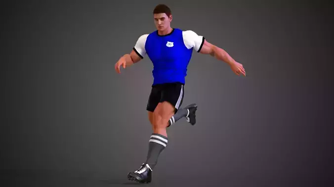 Caucasian Football Soccer Player Male 3D model Caucasian Football Soccer Player Male 3D model