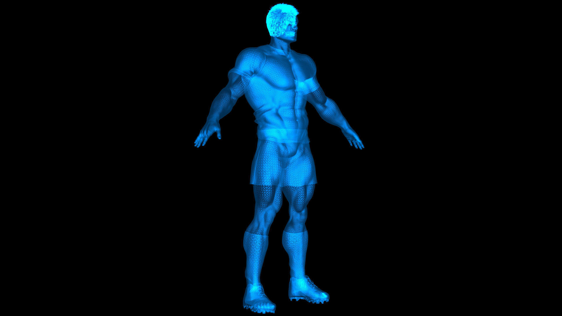 Caucasian Football Soccer Player Male 3D model_2
