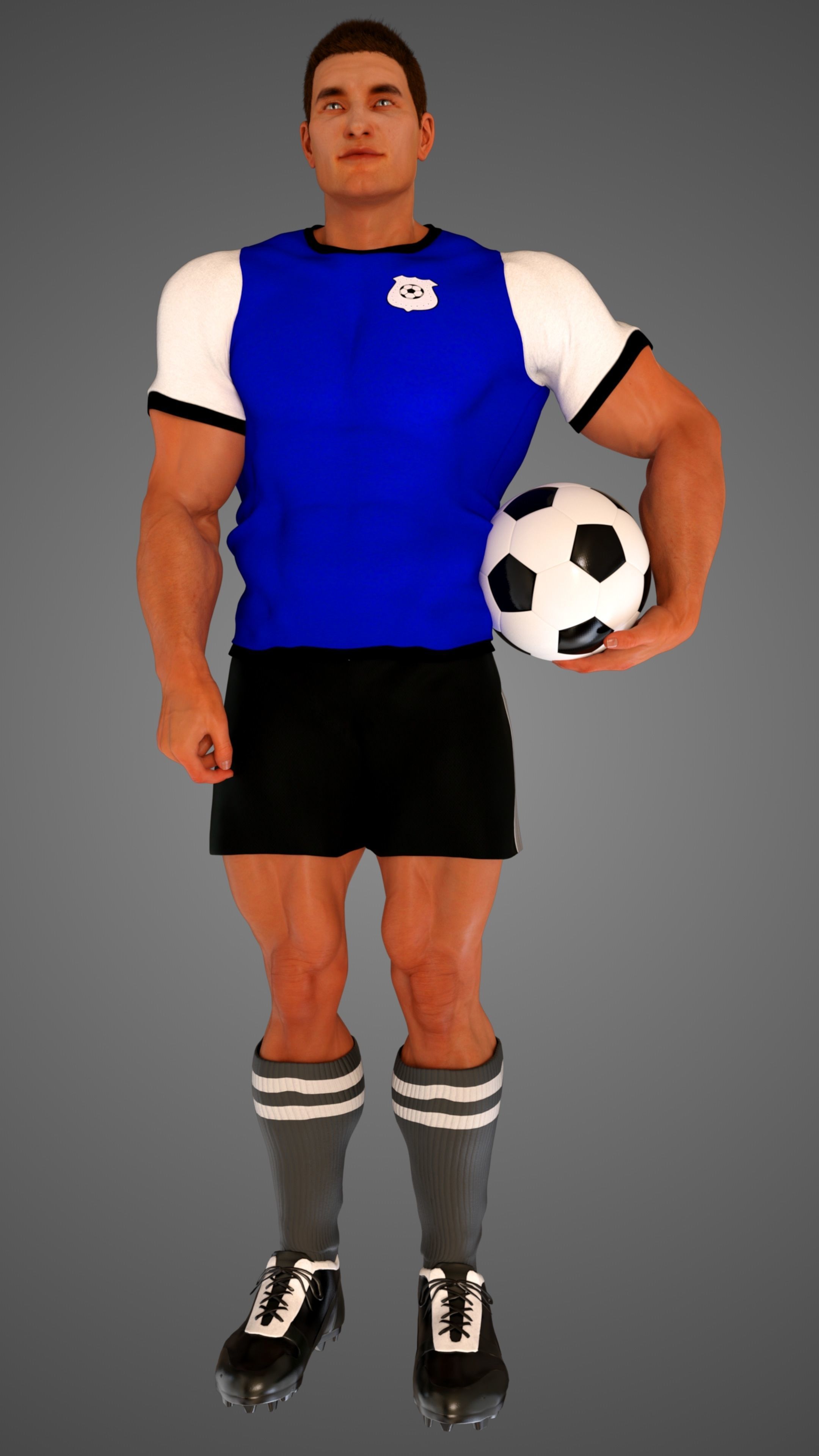Caucasian Football Soccer Player Male 3D model_11