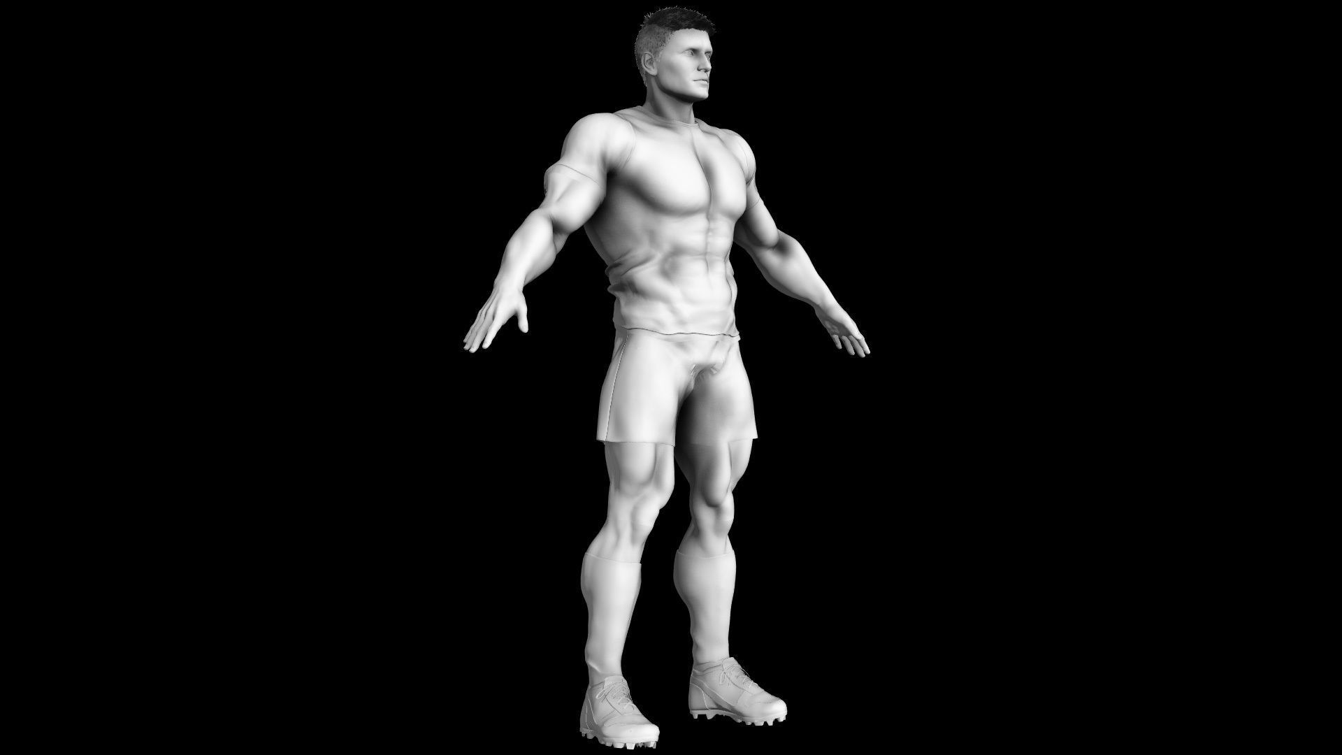 Caucasian Football Soccer Player Male 3D model_3