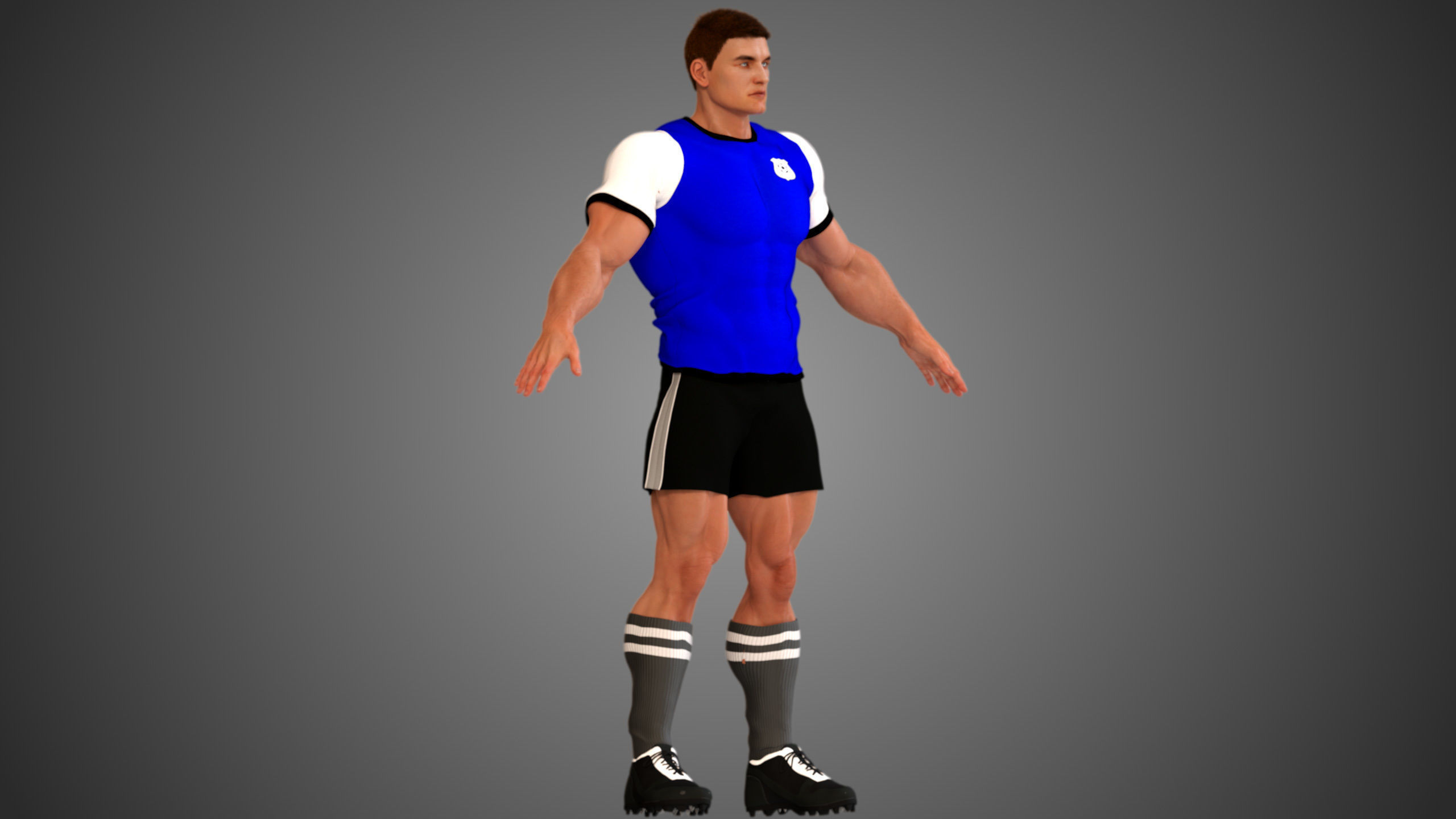 Caucasian Football Soccer Player Male 3D model_5