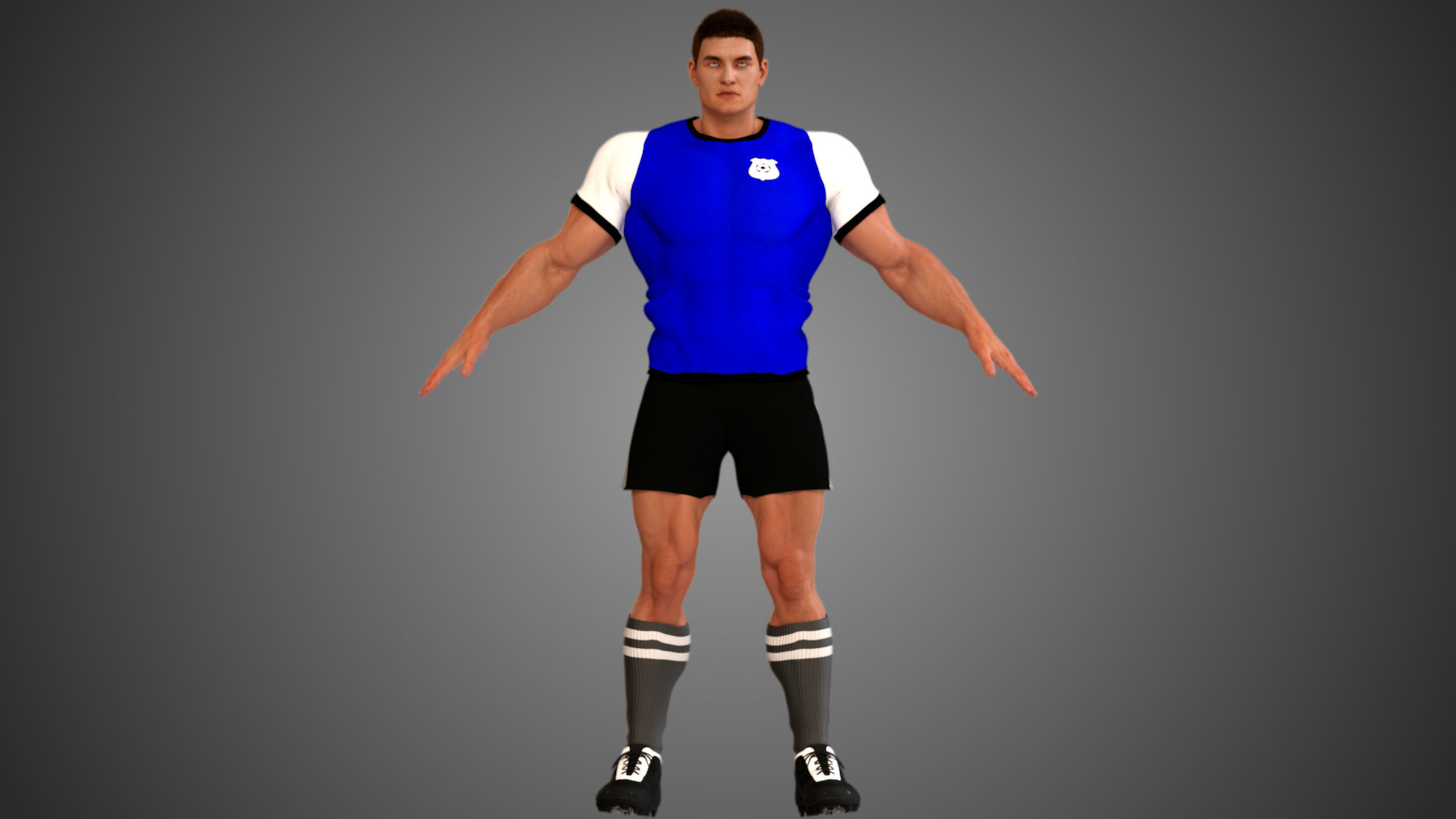 Caucasian Football Soccer Player Male 3D model_6