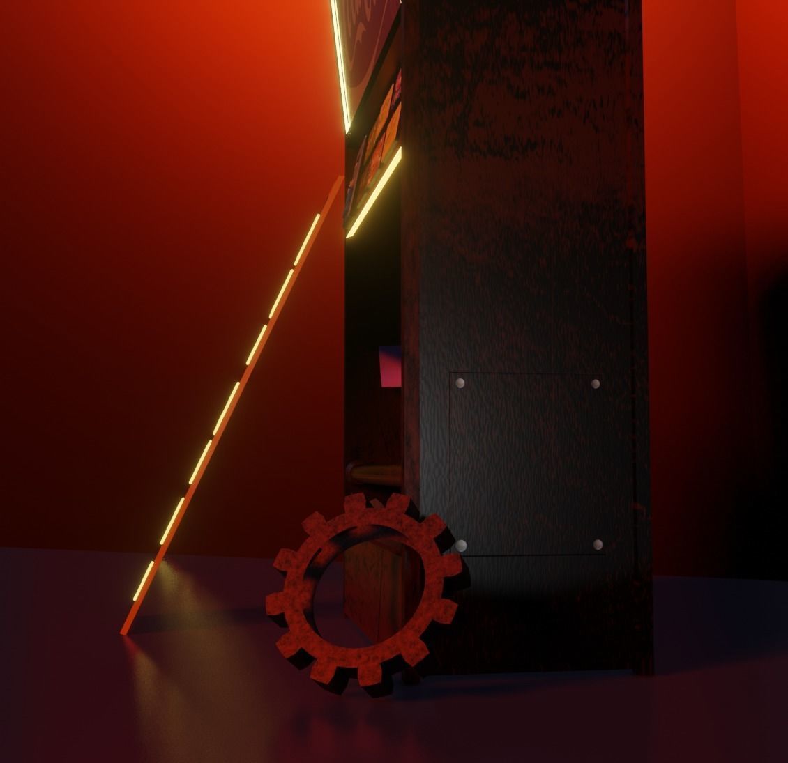 distributor 3D model neon sign on pole Free 3D model_6