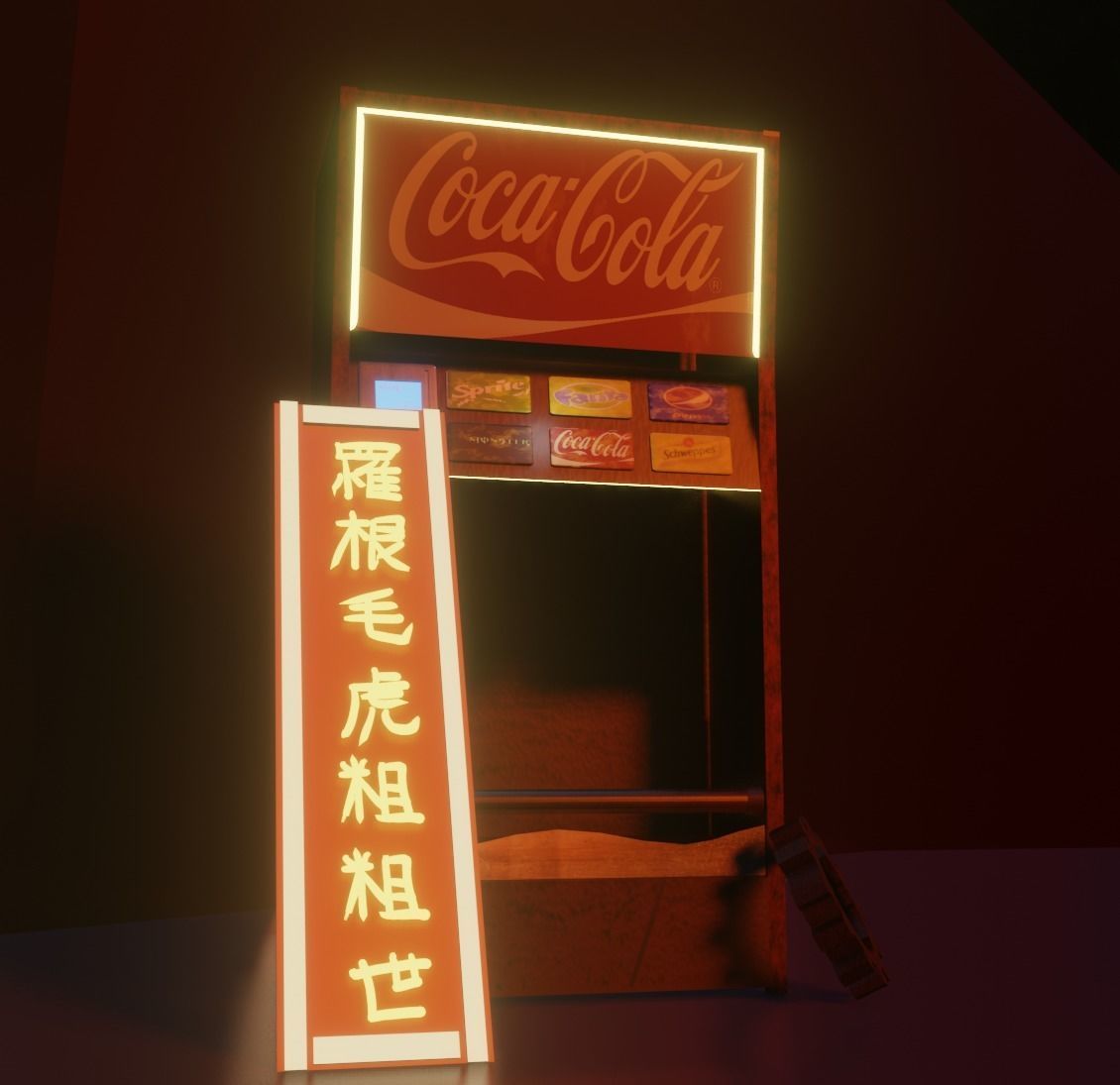 distributor 3D model neon sign on pole Free 3D model_9