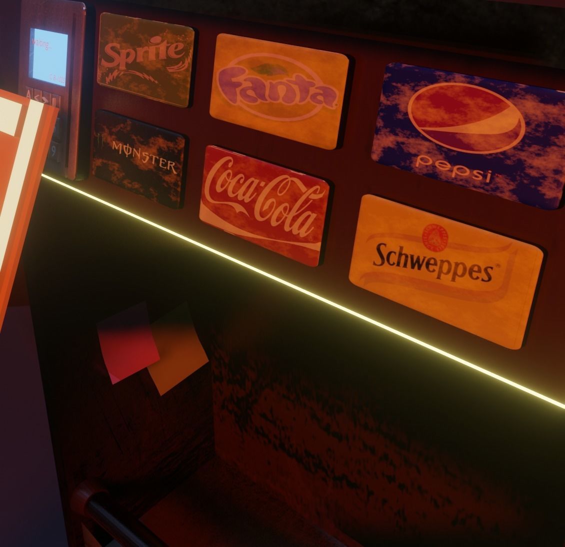 distributor 3D model neon sign on pole Free 3D model_2