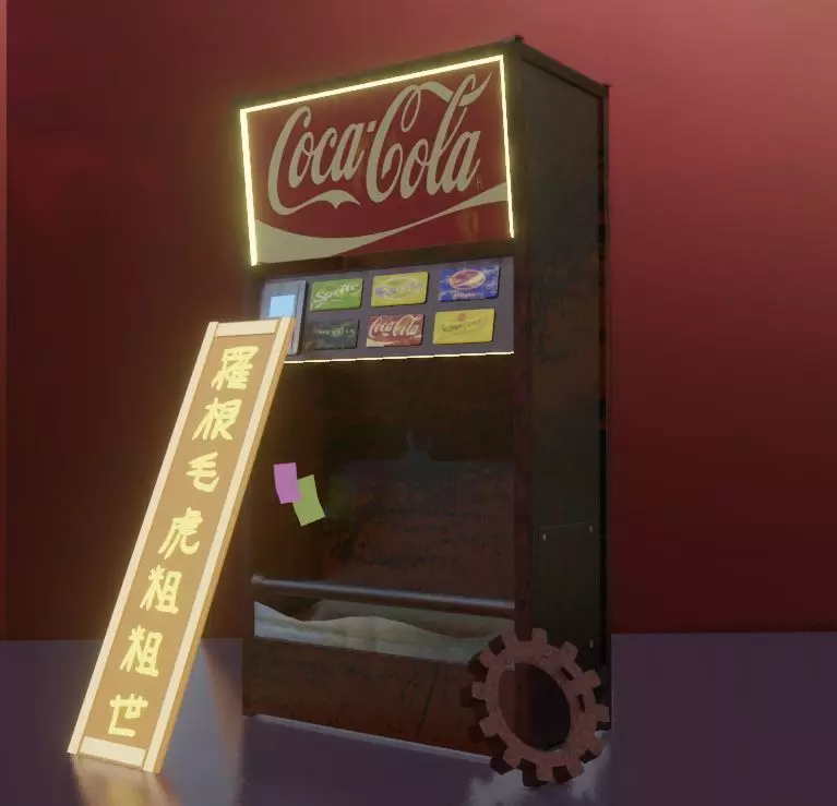 distributor 3D model neon sign on pole Free 3D model_0