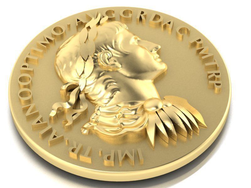 Roman coin depicting the emperor 3D print model_4