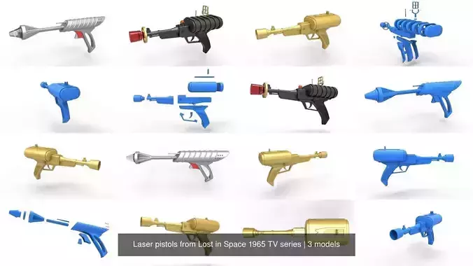 Laser pistols from Lost in Space 1965 TV series 3D Model Collection