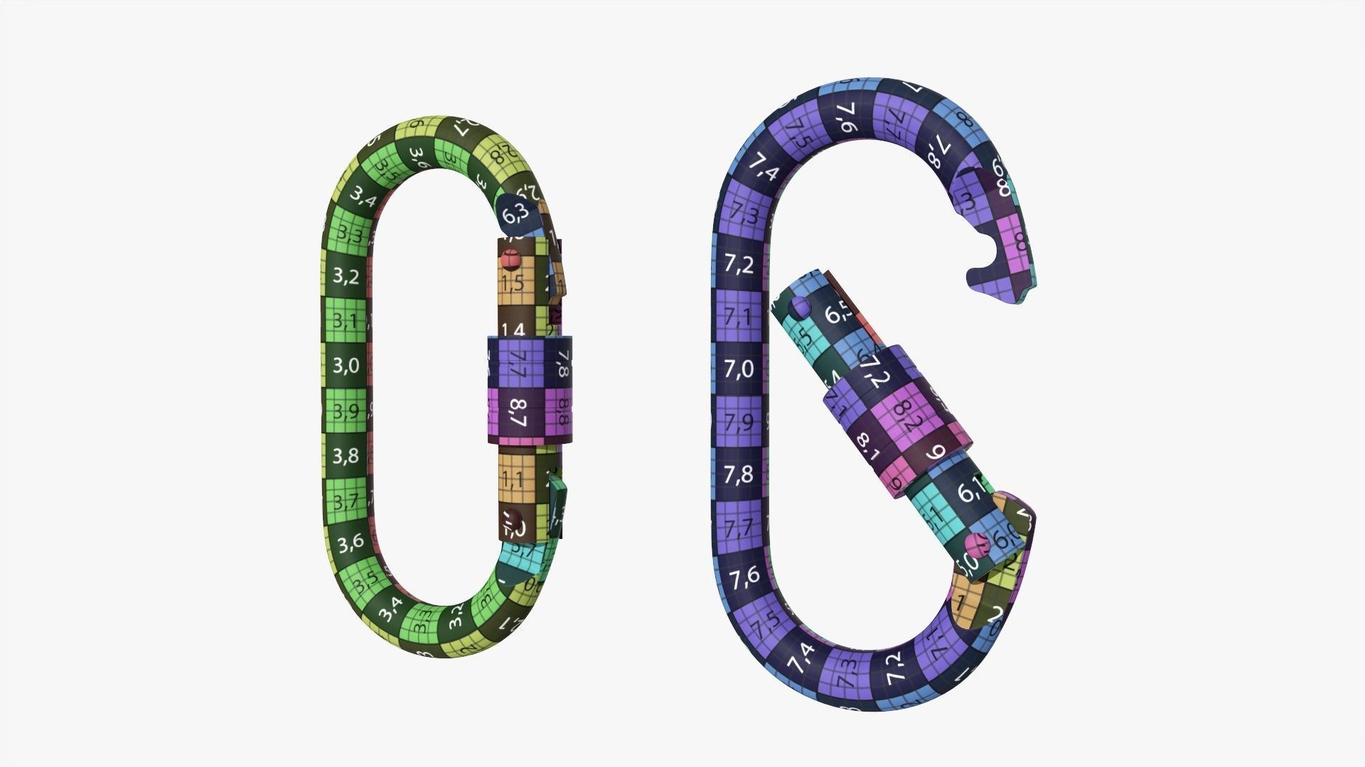 Climbing carabiners oval shape 3D model_8