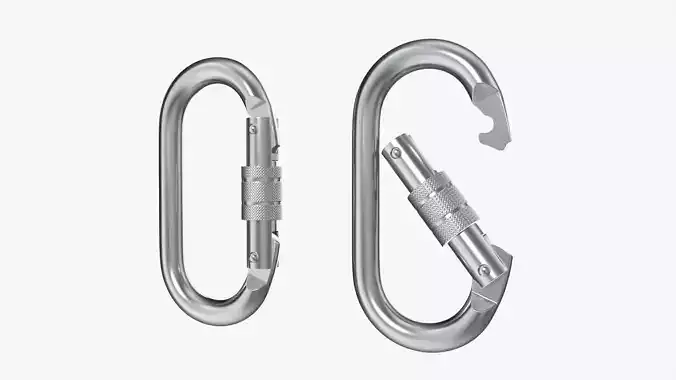 Climbing carabiners oval shape 3D model