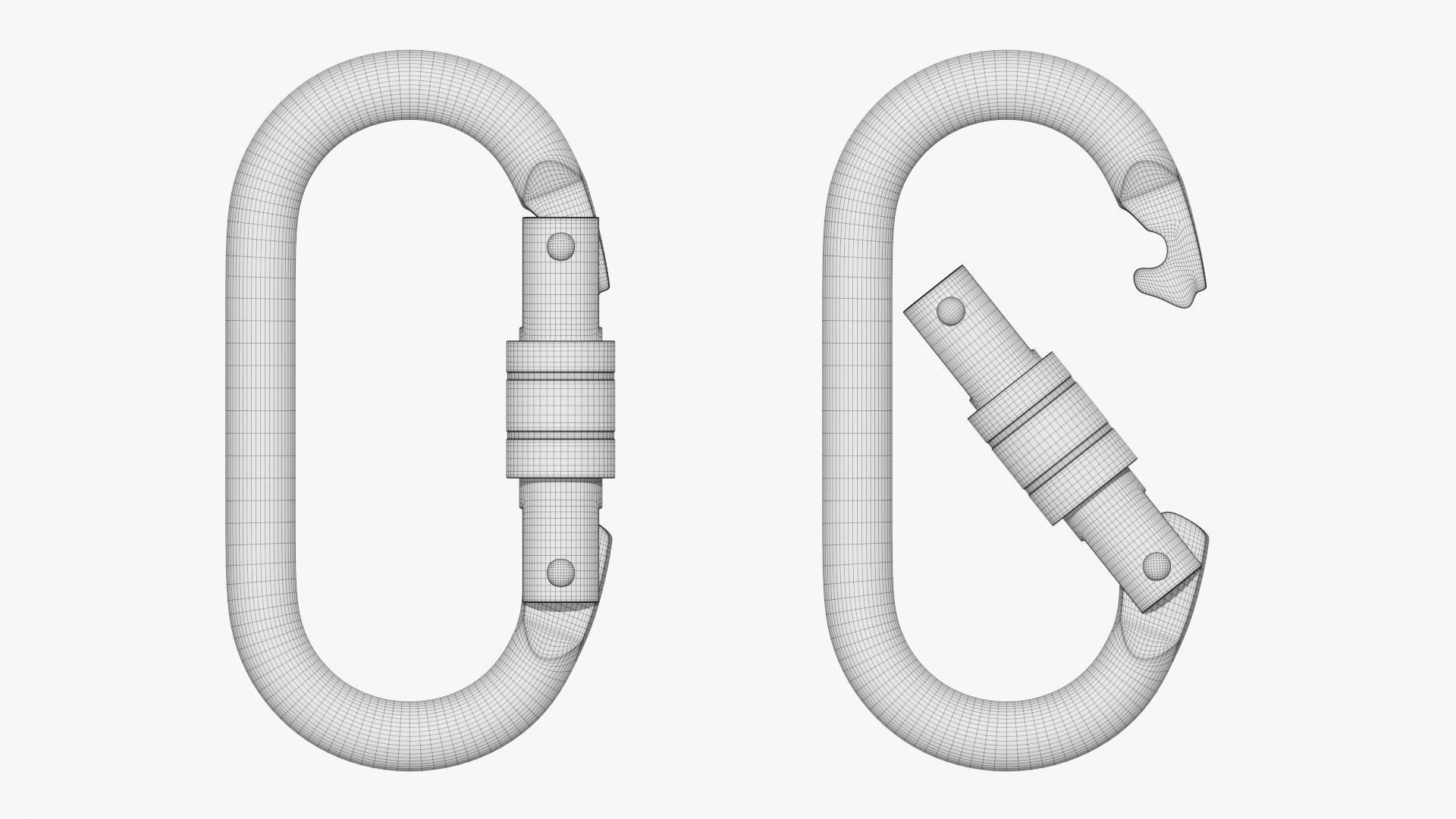 Climbing carabiners oval shape 3D model_7