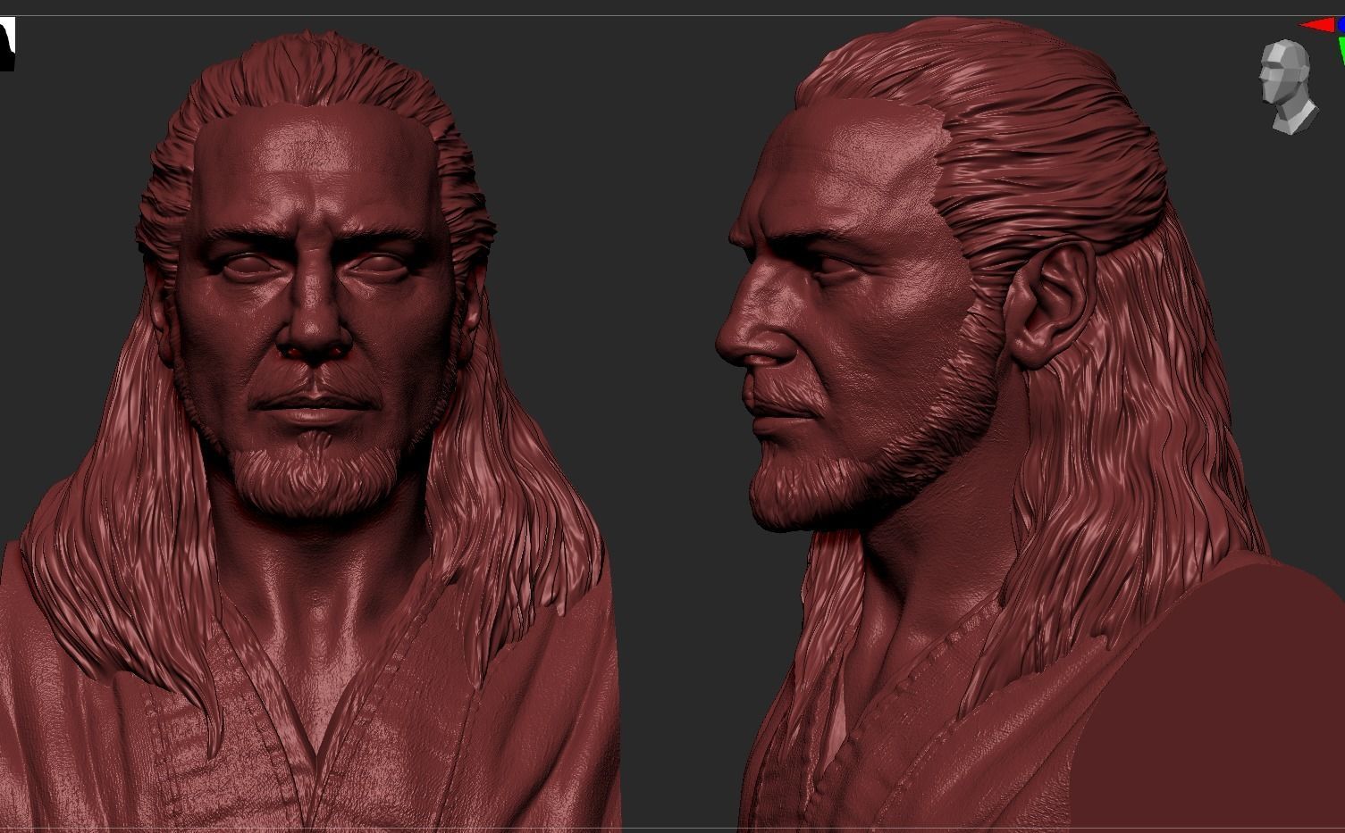 Qui-Gon Jinn Bust 3D print model_19