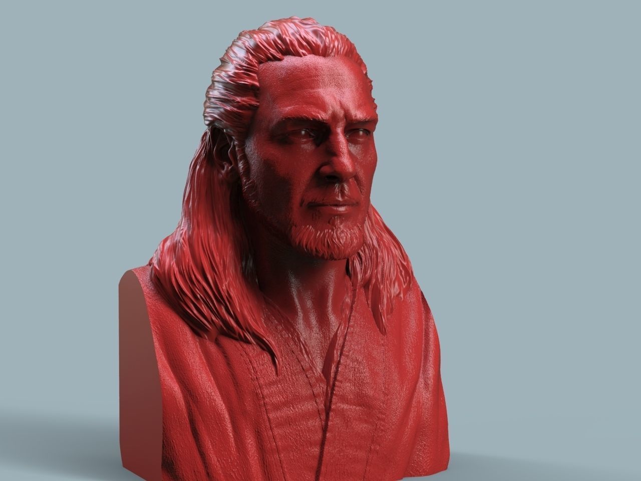 Qui-Gon Jinn Bust 3D print model_3