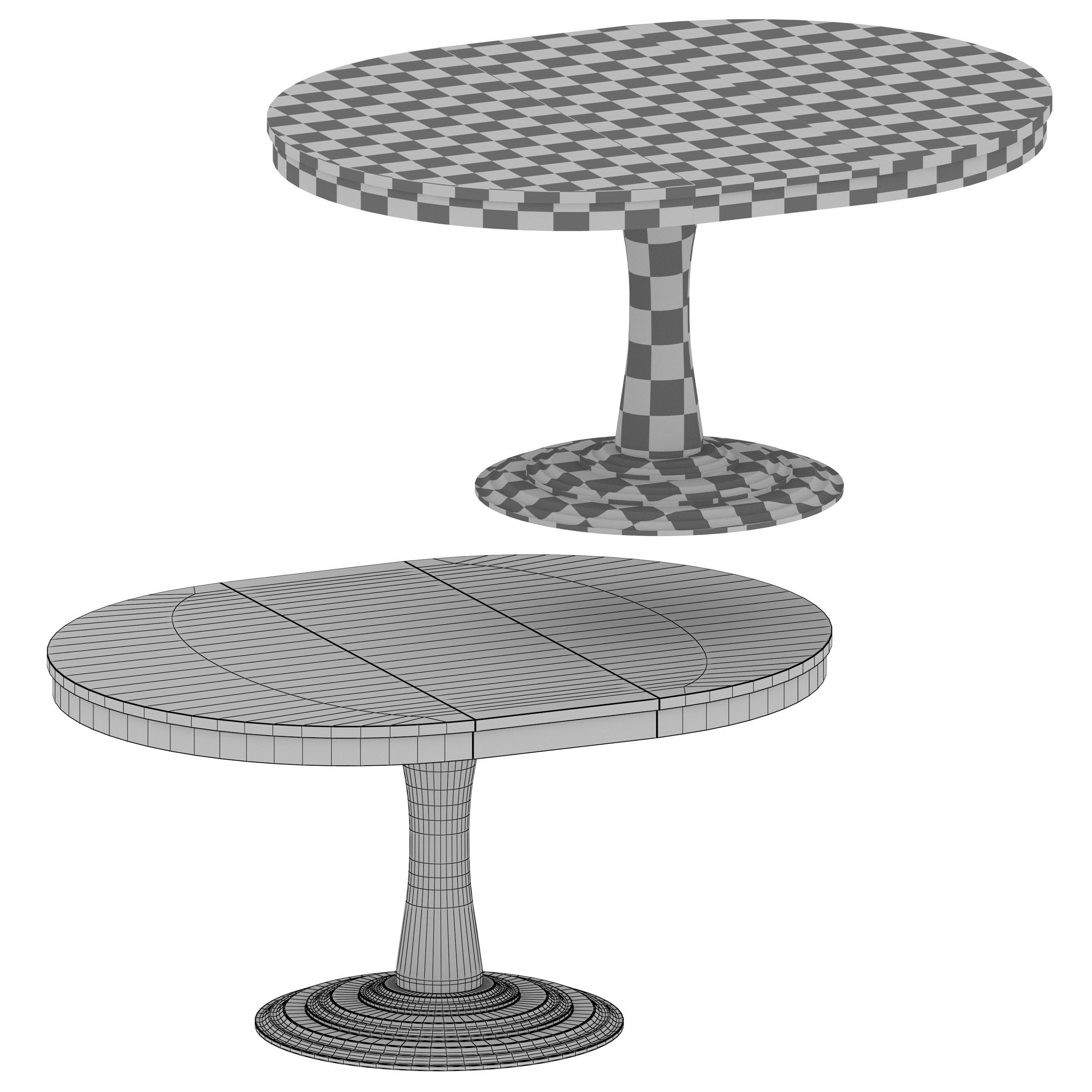 Aniston White 45 Round Extension Dining Table Open 3D model_10