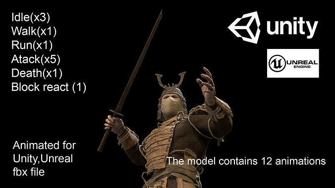 Samurai Low-poly 3D model