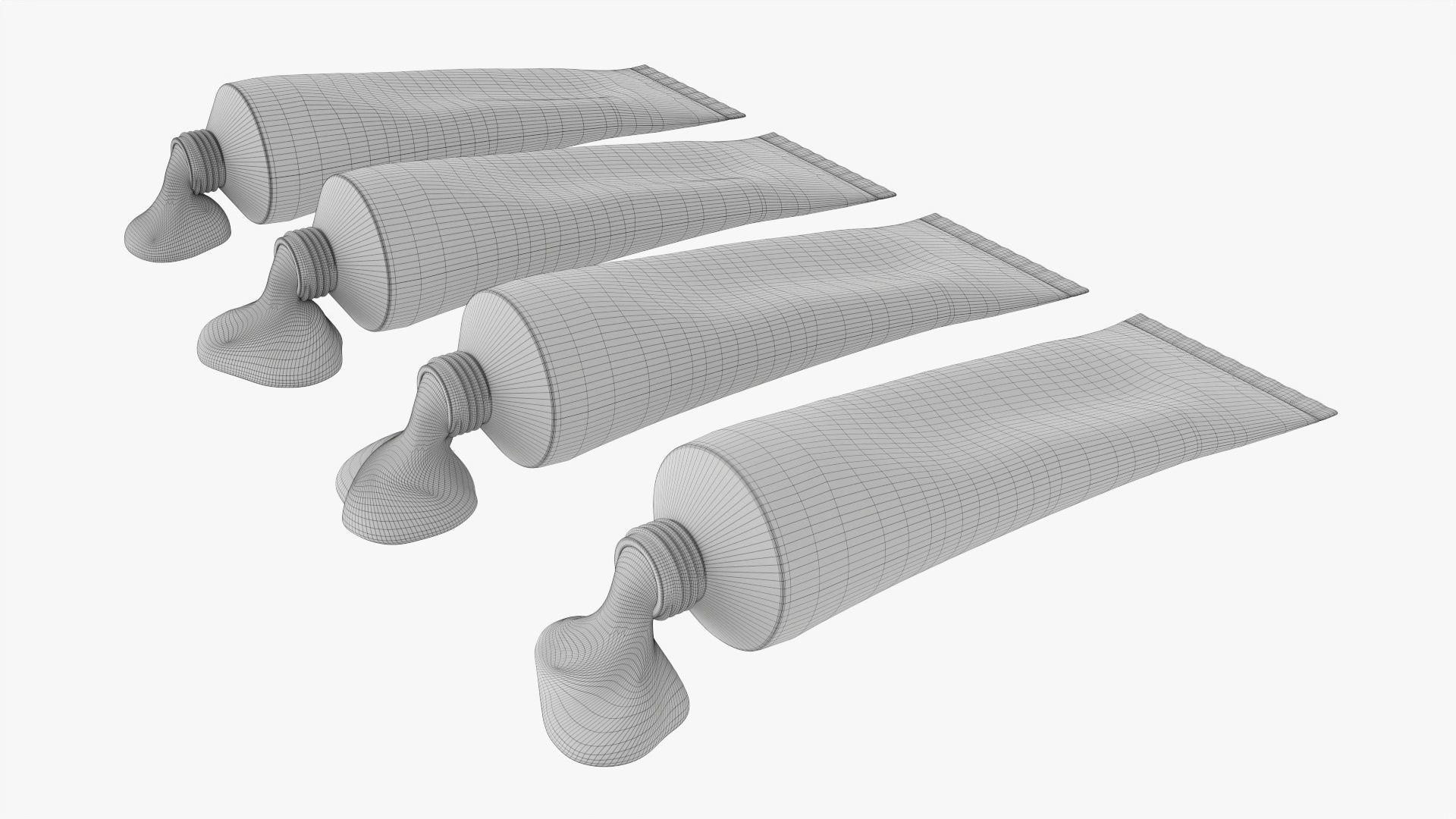 Tin paint tubes opened 3D model_7