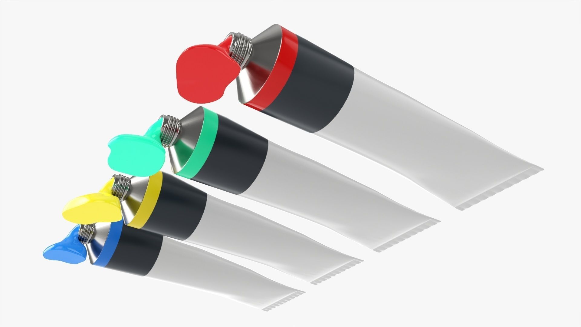 Tin paint tubes opened 3D model_3