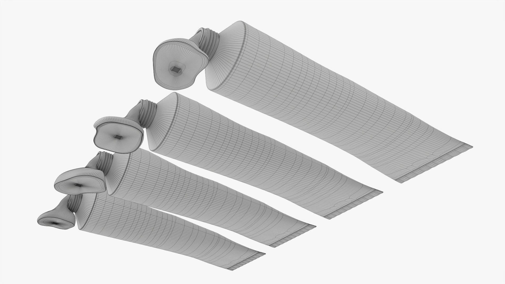 Tin paint tubes opened 3D model_9