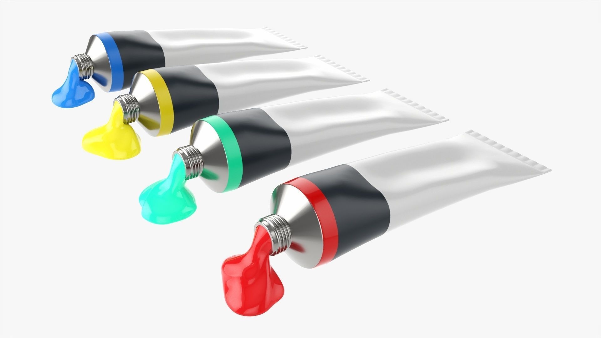 Tin paint tubes opened 3D model_1