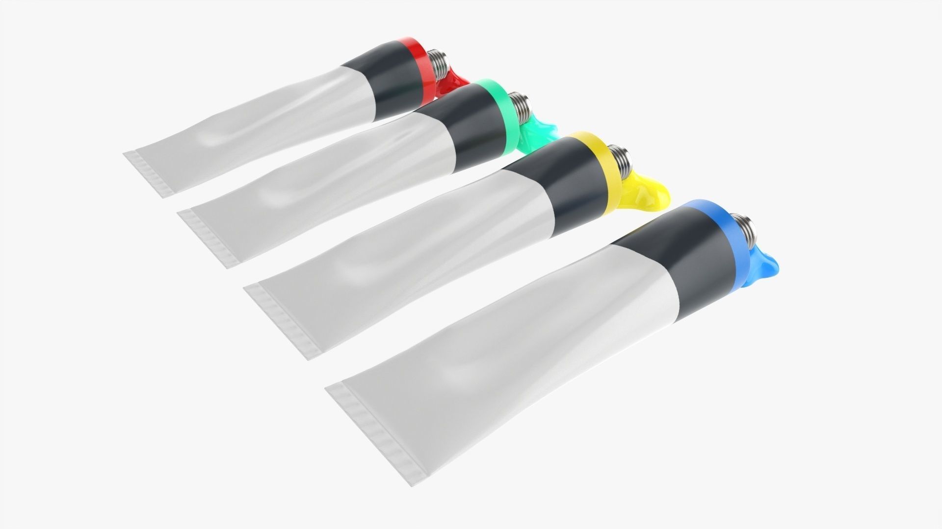 Tin paint tubes opened 3D model_2