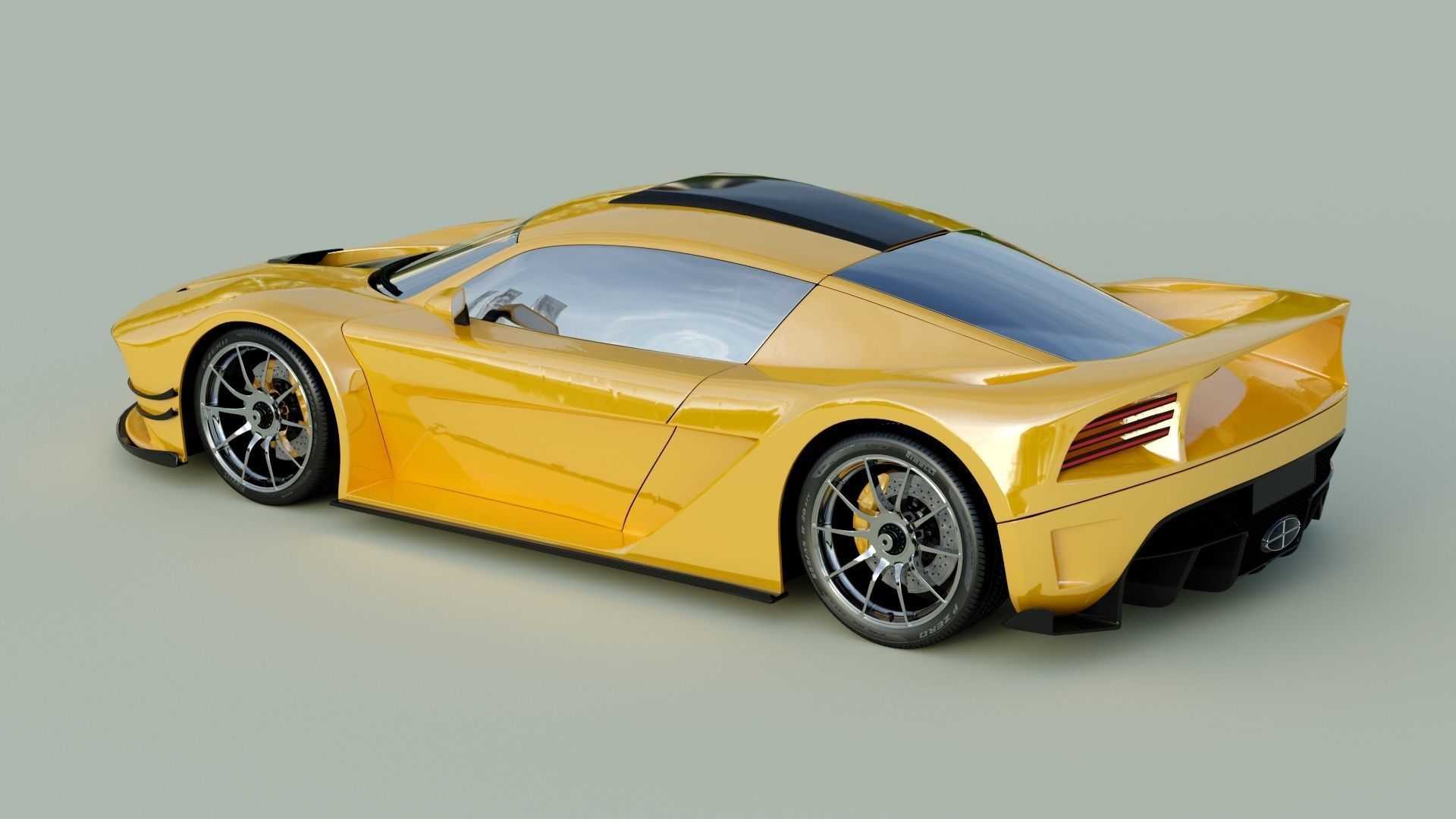 3D Generic Sports Car With Realistic V-Ray Materials 3D model_5
