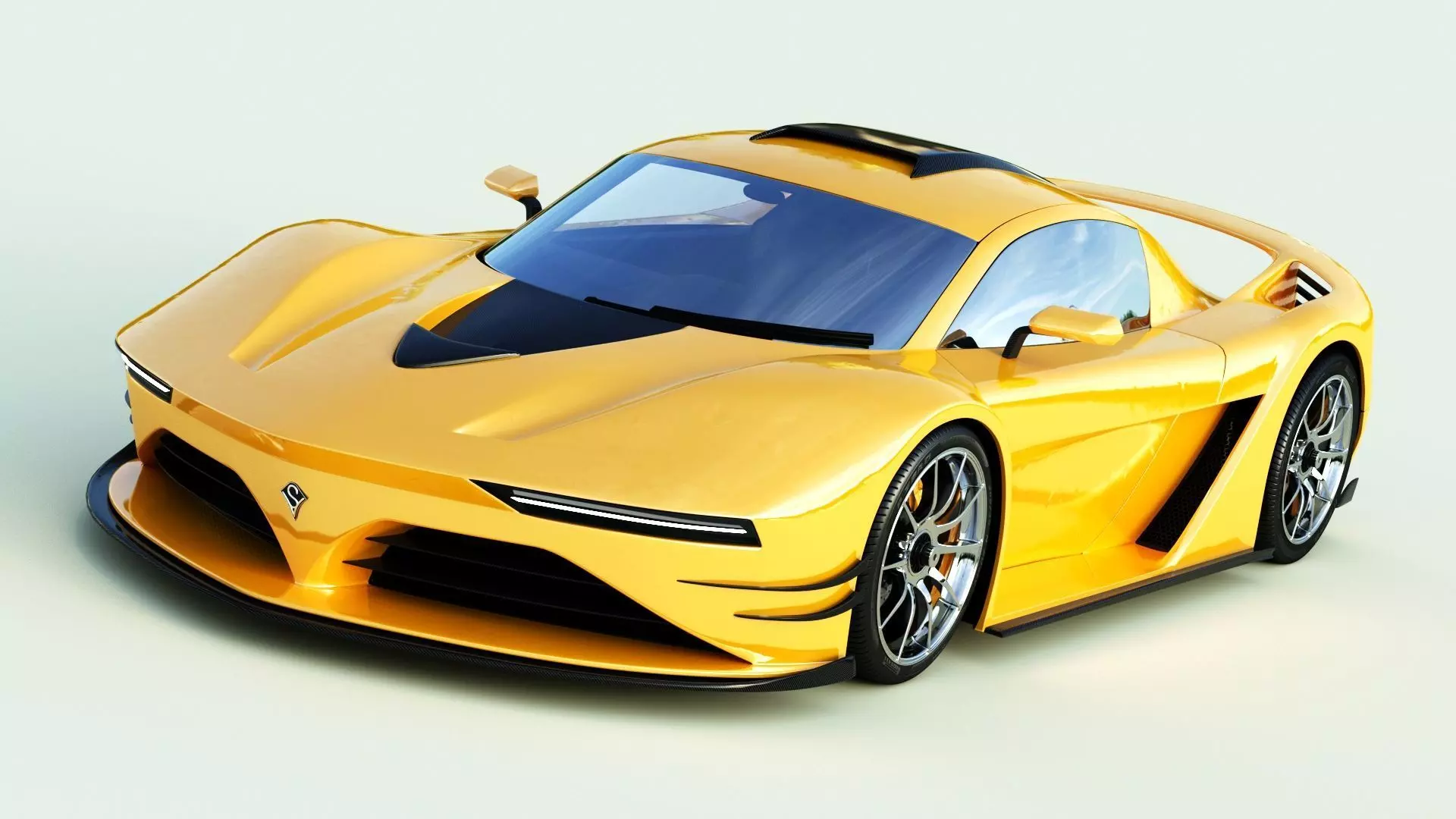 3D Generic Sports Car With Realistic V-Ray Materials 3D model_0