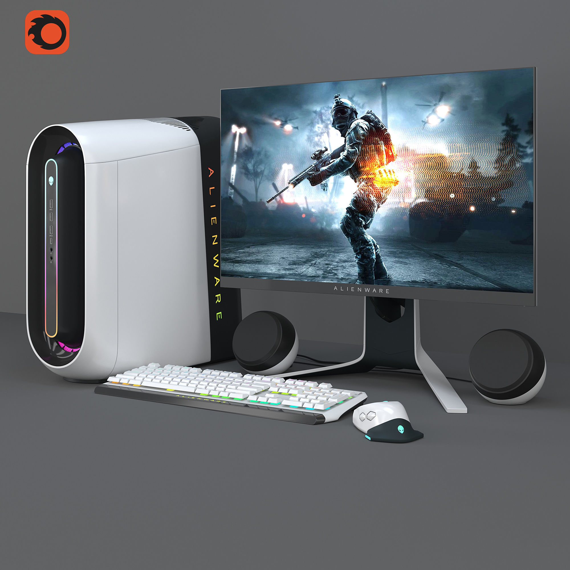 Alienware Aurora r11 computer 3D model_2