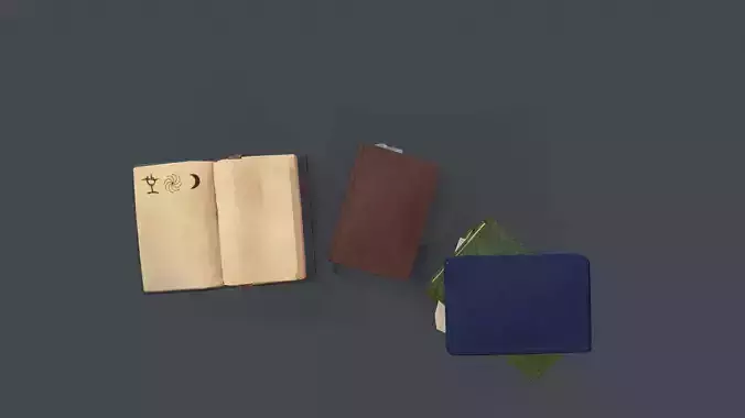 Stylized Alchemist Books Low-poly 3D models Low-poly 3D model