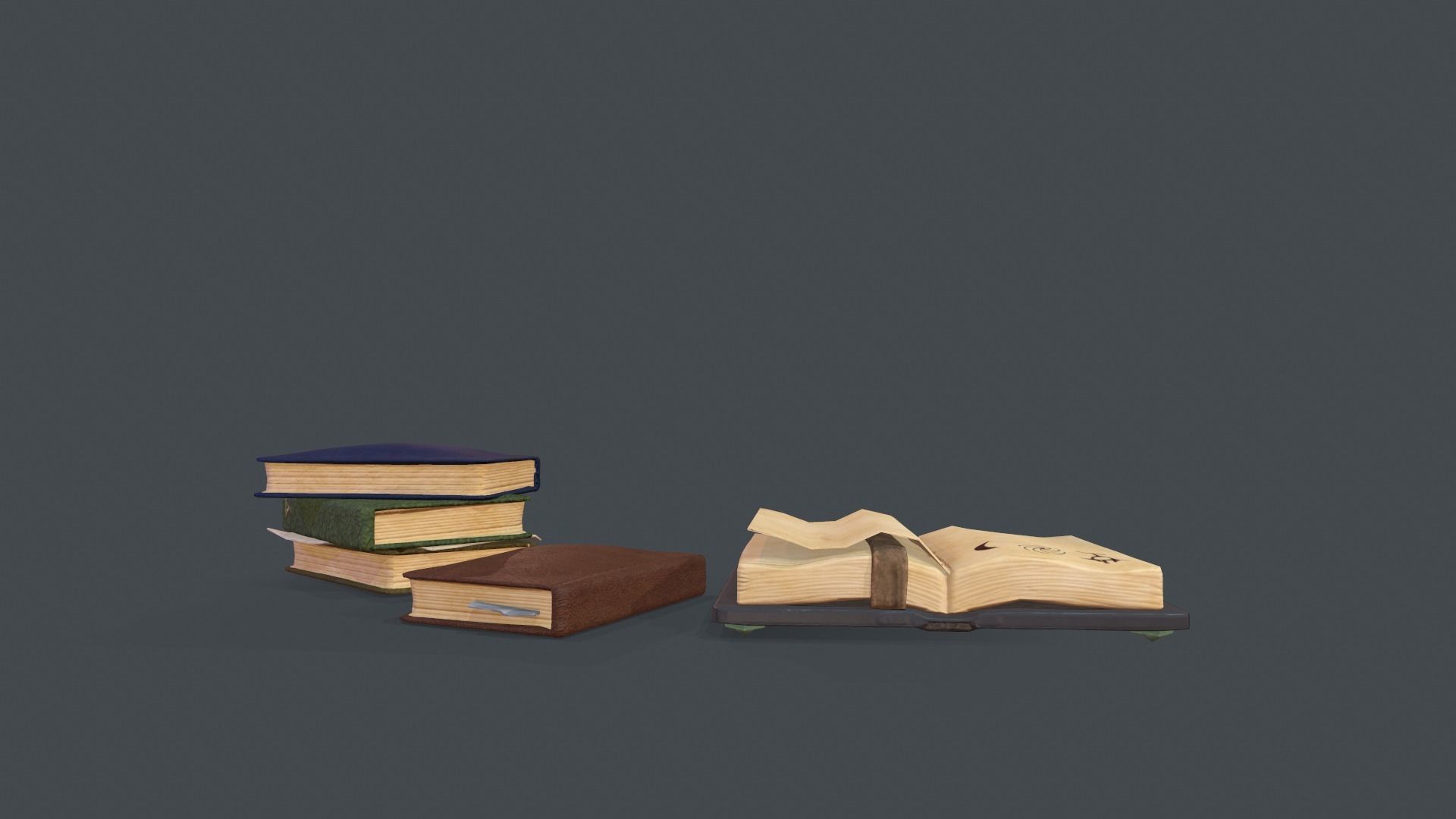 Stylized Alchemist Books Low-poly 3D models Low-poly 3D model_2