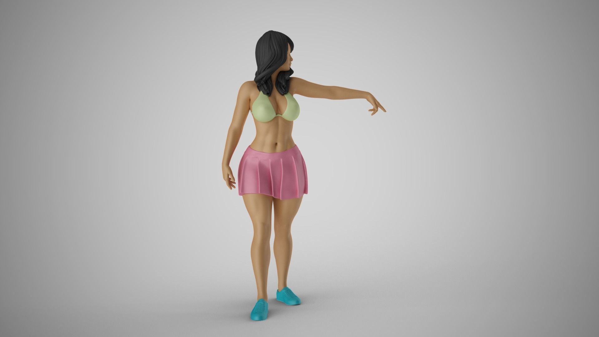 Girl Pointing To Far Away 3D print model_4