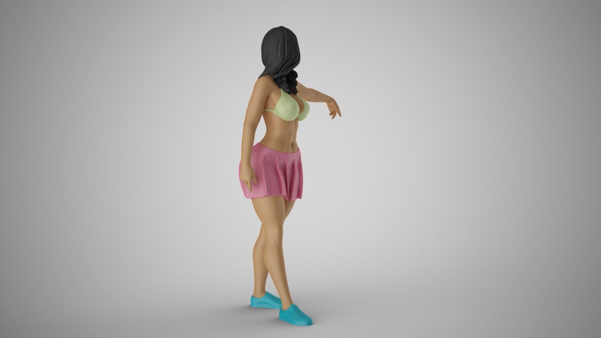 Girl Pointing To Far Away 3D print model_5