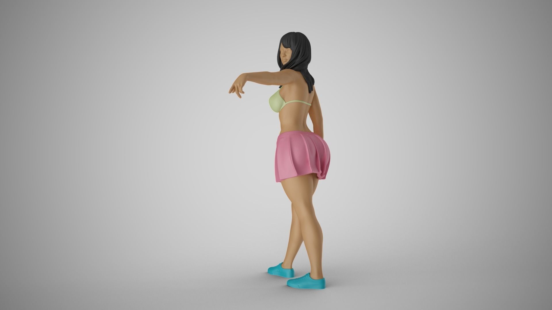Girl Pointing To Far Away 3D print model_9
