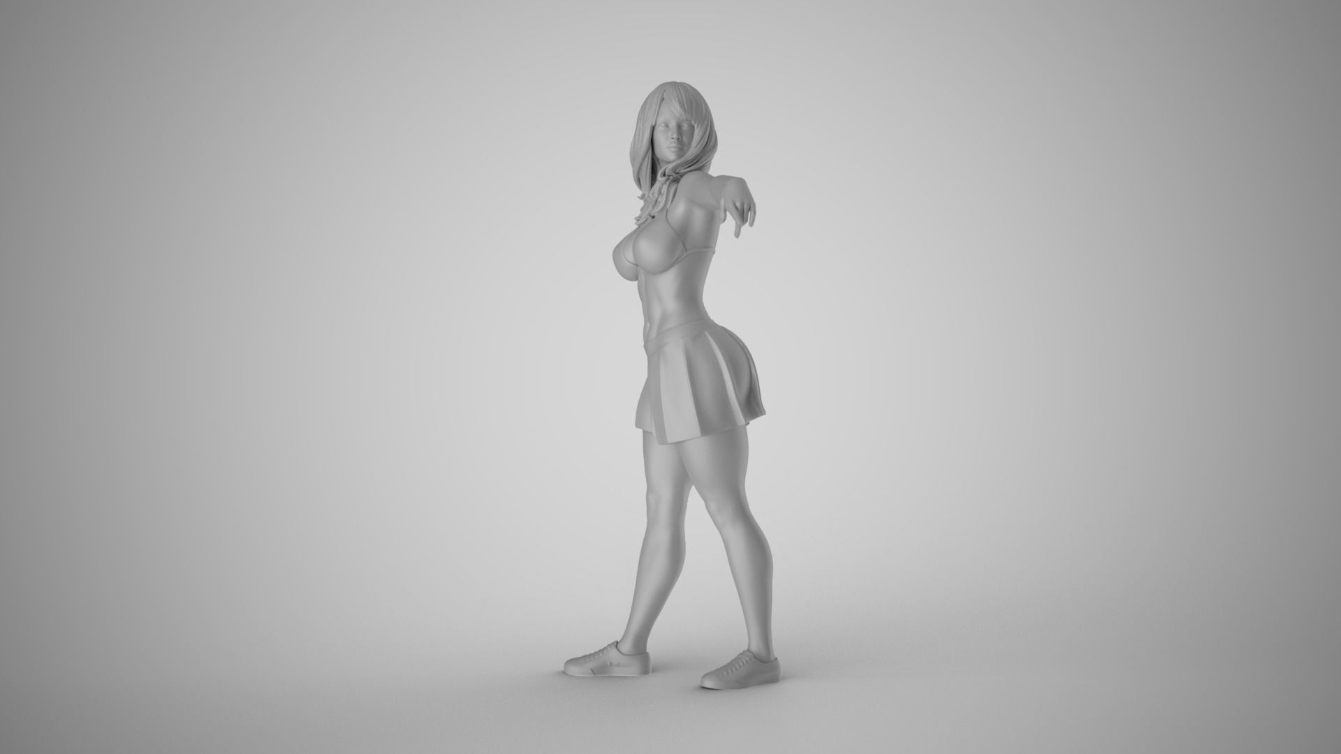 Girl Pointing To Far Away 3D print model_1