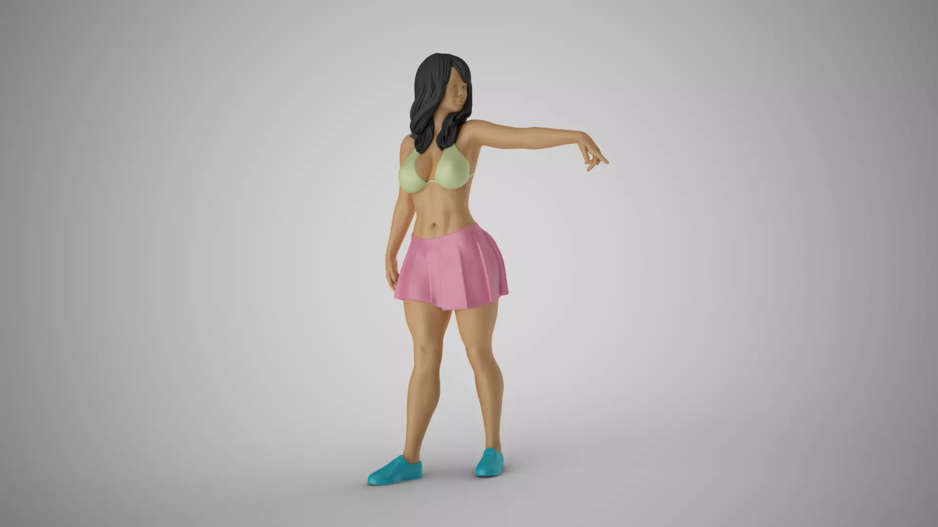 Girl Pointing To Far Away 3D print model_0