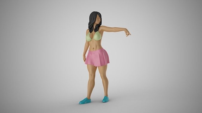 Girl Pointing To Far Away 3D print model