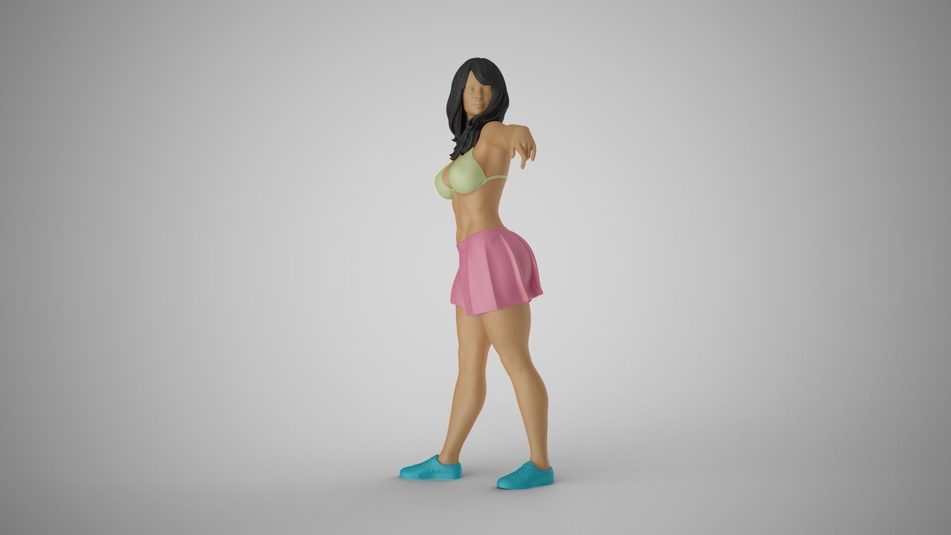 Girl Pointing To Far Away 3D print model_10