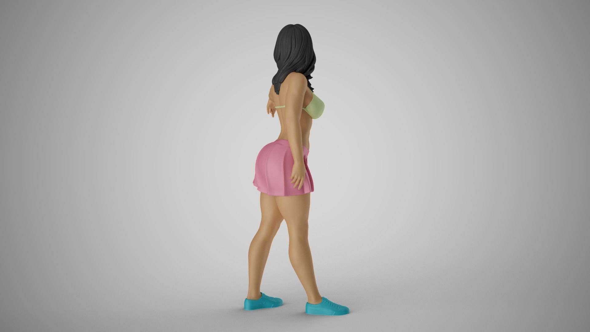 Girl Pointing To Far Away 3D print model_6