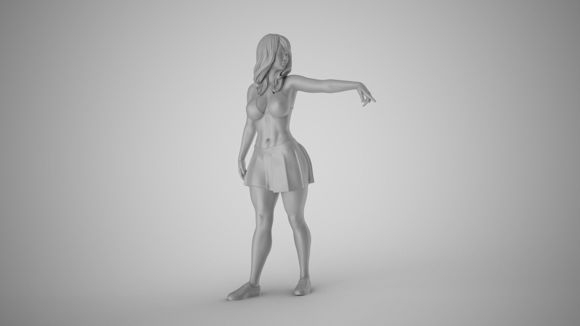 Girl Pointing To Far Away 3D print model_2