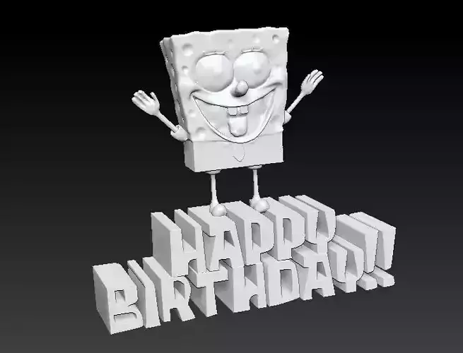 Spongebob happy birthday 3D print model