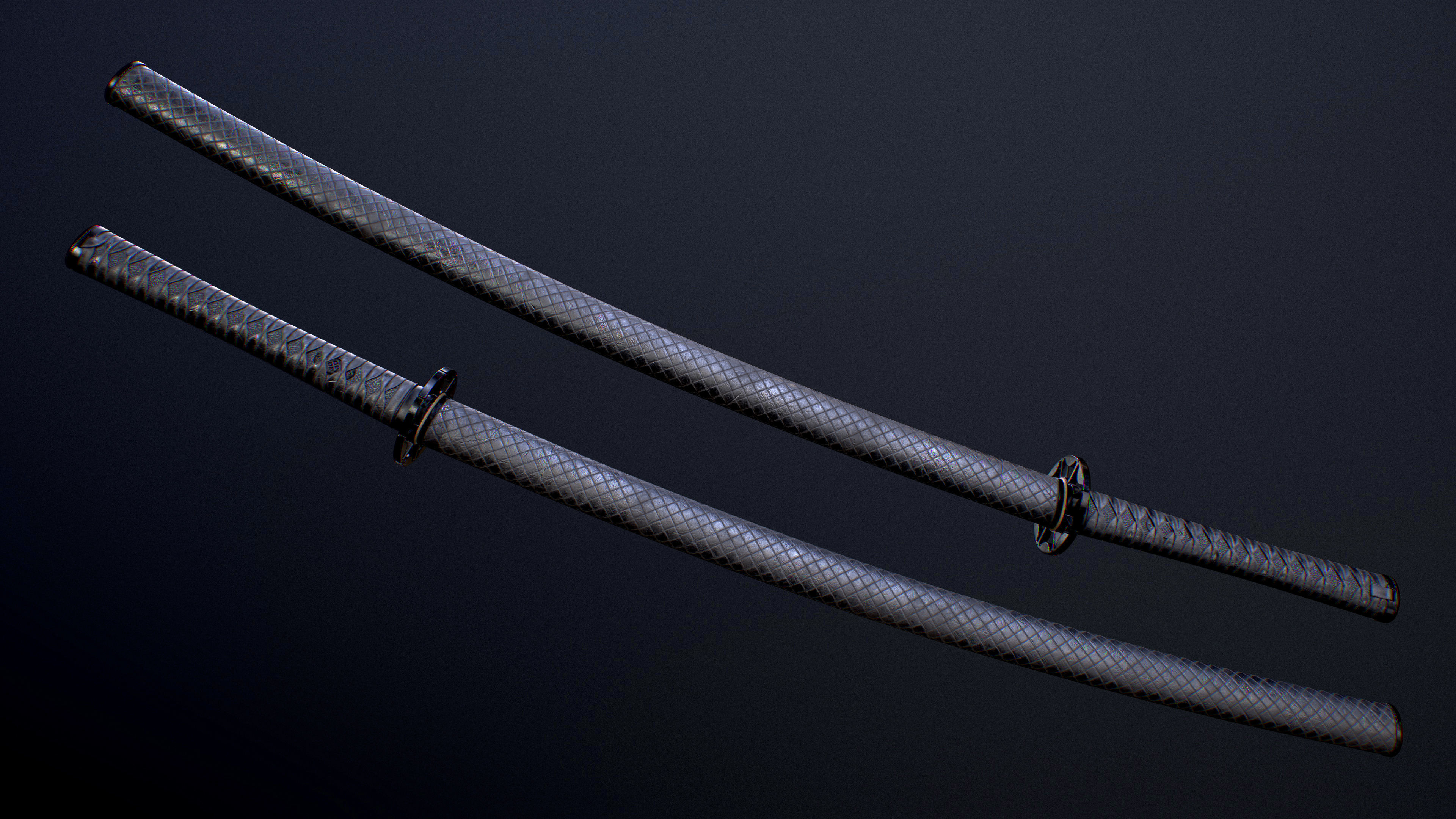 Black Katana Low-poly 3D model_4