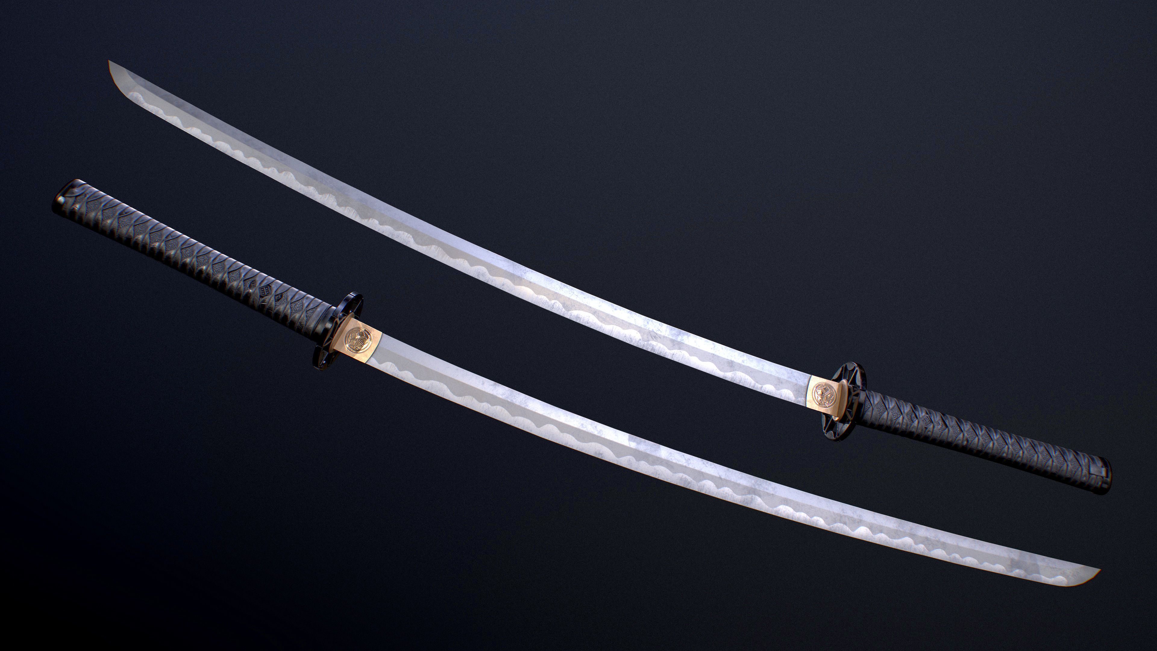 Black Katana Low-poly 3D model_3